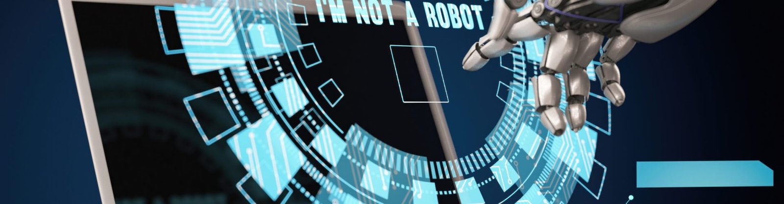 Robot Verifying Captcha Security With I'm Not A Robot Message. 3D Render